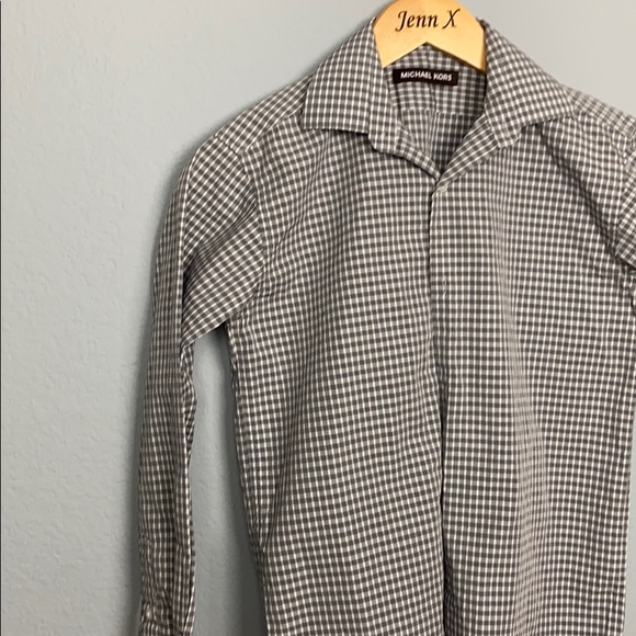 Michael Kors Gray Plaid Button Down Dress Shirt - Picture 2 of 8